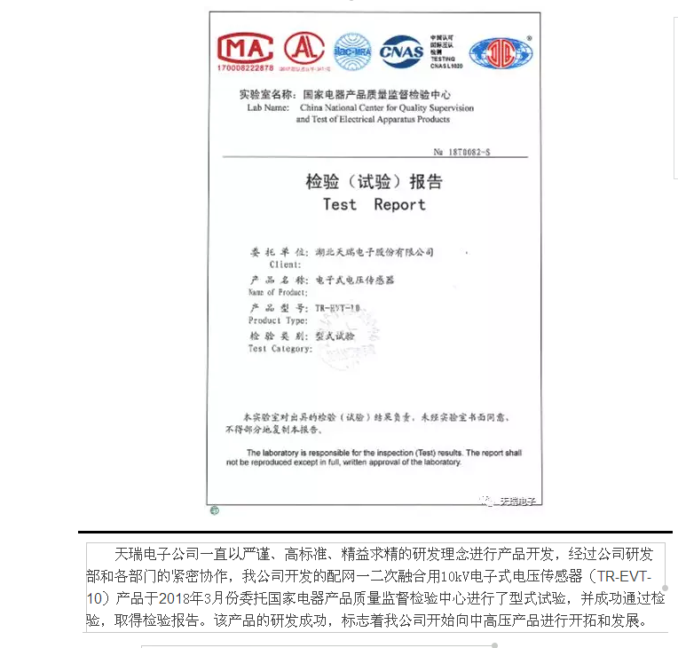 开云体育-开云(中国)一站式服务官方网站
公司10kV电子式传感器通过型式试验-1